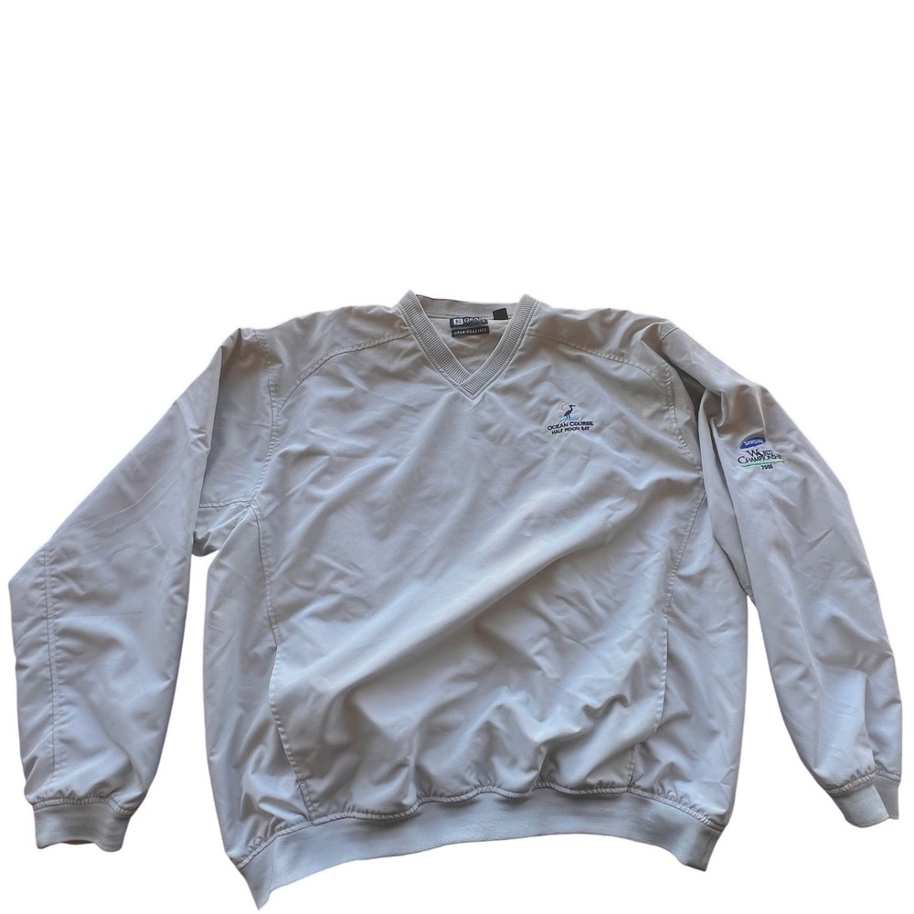 Half Moon Bay Mens Golf Windshirt Pullover XL Beige Ocean Course‎ V-Neck